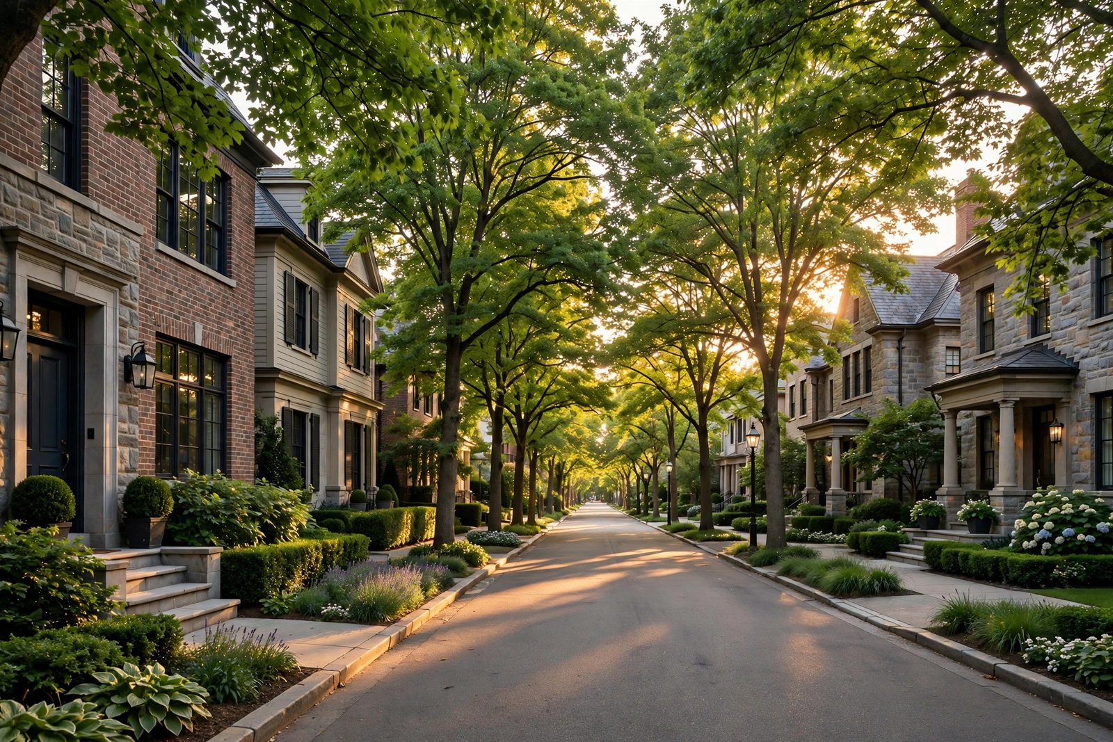 Tree-lined street in Altadore, Calgary